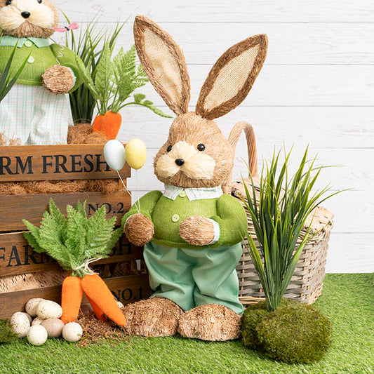 Standing Male Bunny Holding Egg Pick Green (62cmH)
