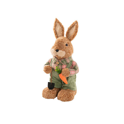 Country Male Bunny w Shovel & Carrot Green (38cmH)