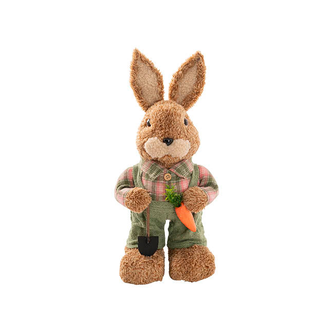Country Male Bunny w Shovel & Carrot Green (38cmH)