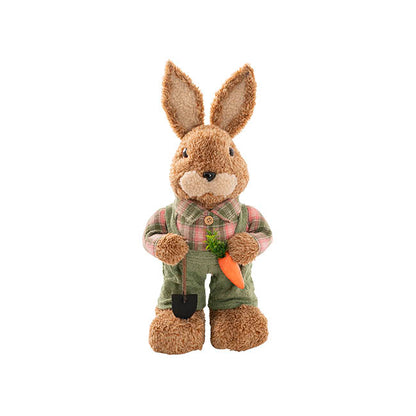 Country Male Bunny w Shovel & Carrot Green (38cmH)