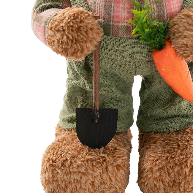 Country Male Bunny w Shovel & Carrot Green (38cmH)