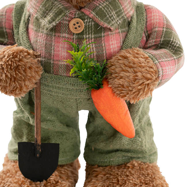 Country Male Bunny w Shovel & Carrot Green (38cmH)