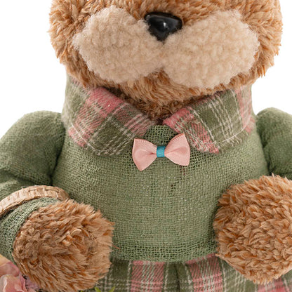 Country Female Bunny w Flower Basket Green (38cmH)