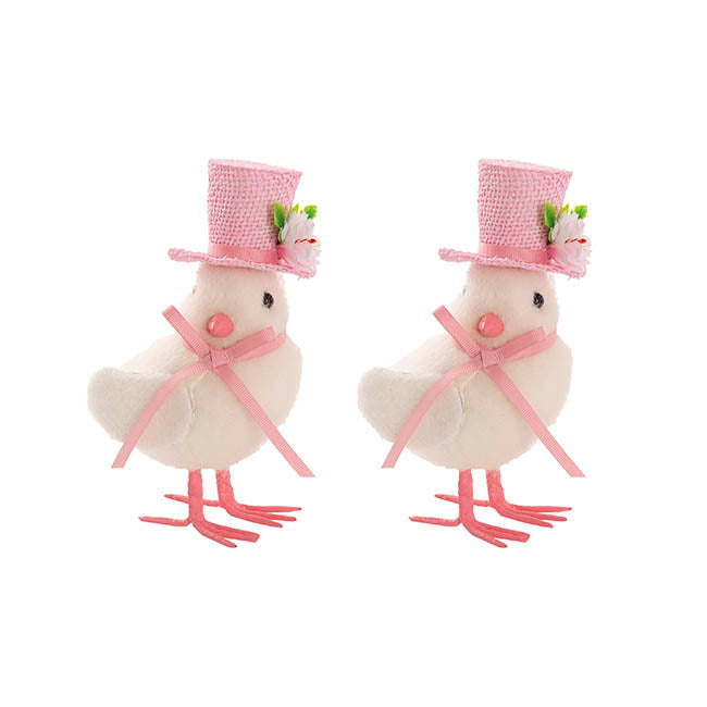 White Chicks w Hat Pack 2 Pink (25x10x20cm)
