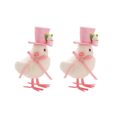 White Chicks w Hat Pack 2 Pink (25x10x20cm)