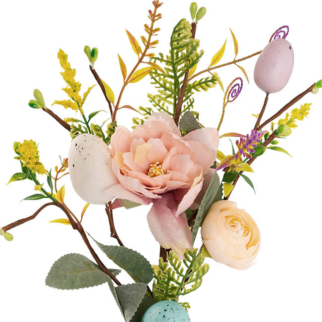 Easter Egg Flower & Fern Pick Multi Colour (40cmH)