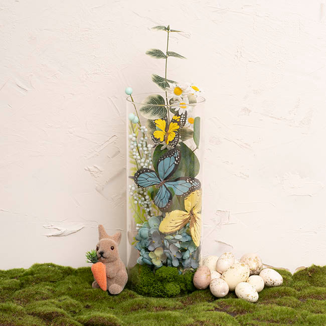 Butterfly Hydrangea Fern Spray Blue & Yellow (55cmH)