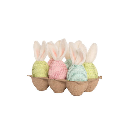 Easter Eggs w Bunny Ears Set 6 Multi Colour (15x10x12cm)