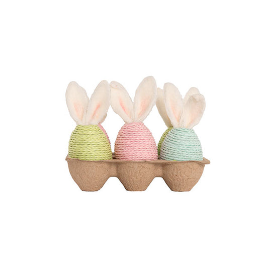 Easter Eggs w Bunny Ears Set 6 Multi Colour (15x10x12cm)