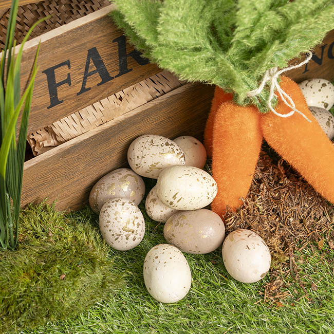 Gold Speckled Easter Eggs Pack 12 Brown & Nude (5cmD)