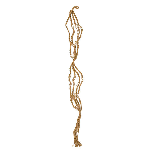 Macrame Hanging Double Pot Holder Twist Natural (140cm)