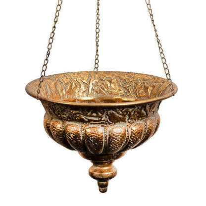 Hanging Metal Planter Pot Brushed Gold (34.5x94cmH)
