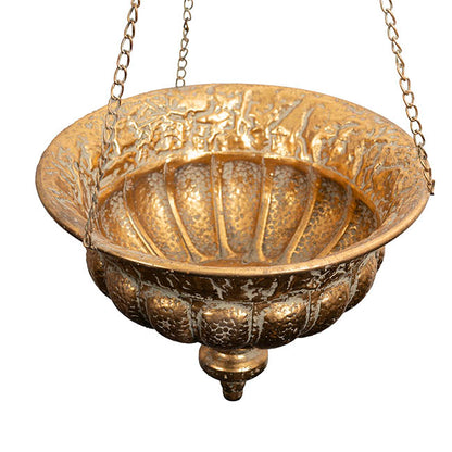Hanging Metal Planter Pot Brushed Gold (34.5x94cmH)
