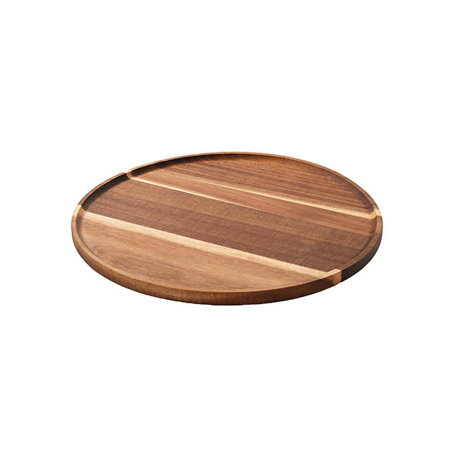 Acacia Wood Round Serving Tray Brown (30cmDx1.5cmH)
