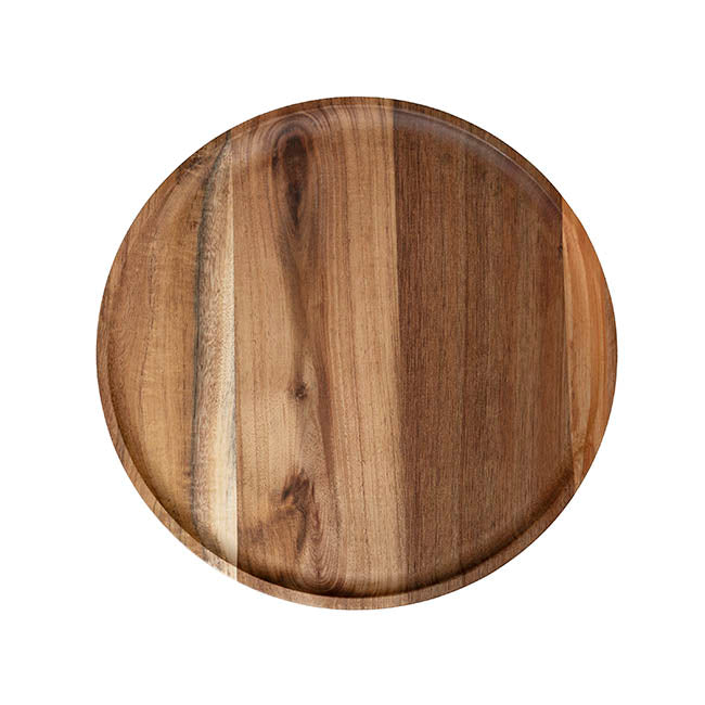 Acacia Wood Round Serving Tray Brown (30cmDx1.5cmH)