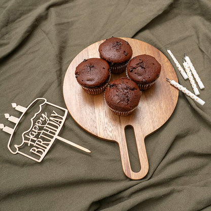 Round Acacia Wood Paddle Serving Board Brown (20x26x1.5cmH)