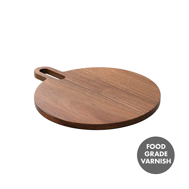Round Acacia Wood Paddle Serving Board Brown (31x38x1.5cmH)