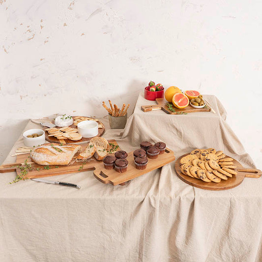 Round Acacia Wood Paddle Serving Board Brown (31x38x1.5cmH)