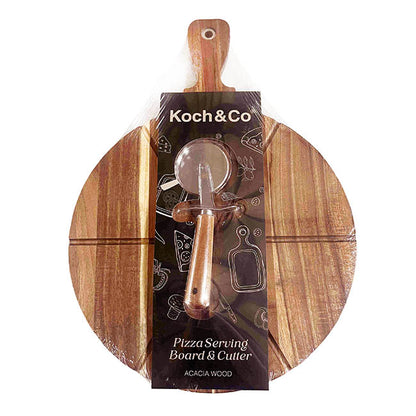 Acacia Wood Pizza Board w Cutter Brown (46x33x3.5cmH)