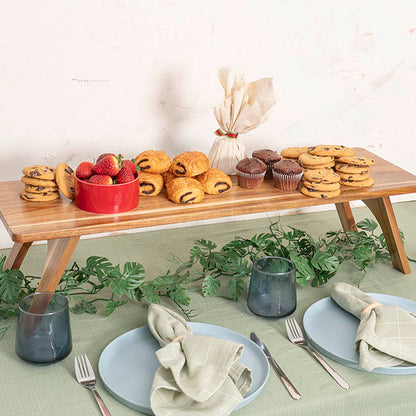 Foldable Acacia Wood Serving Table Brown (80x25x20cmH)