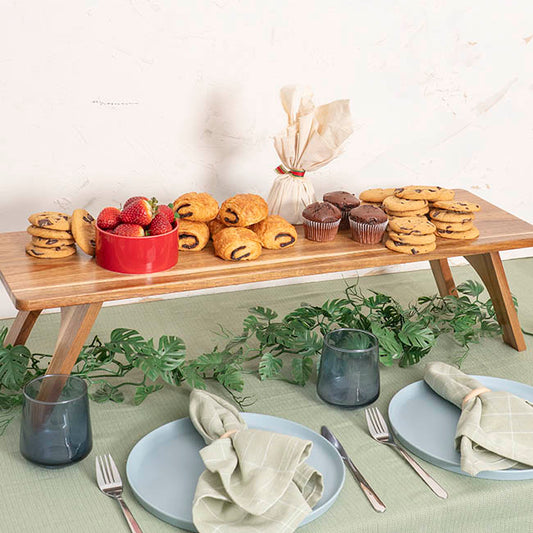 Foldable Acacia Wood Serving Table Brown (80x25x20cmH)