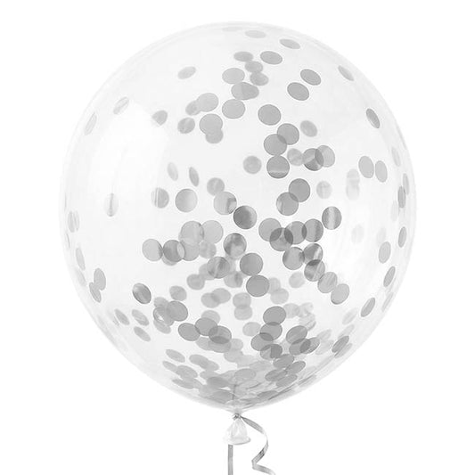 Confetti Balloons Pack 6 Silver (45cm)