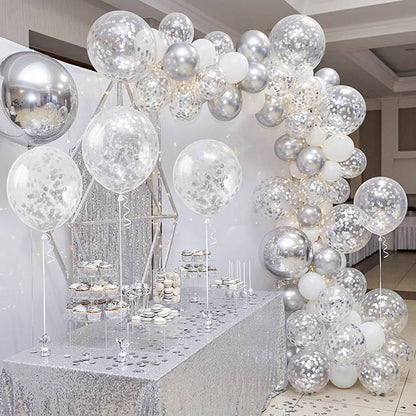 Confetti Balloons Pack 6 Silver (45cm)
