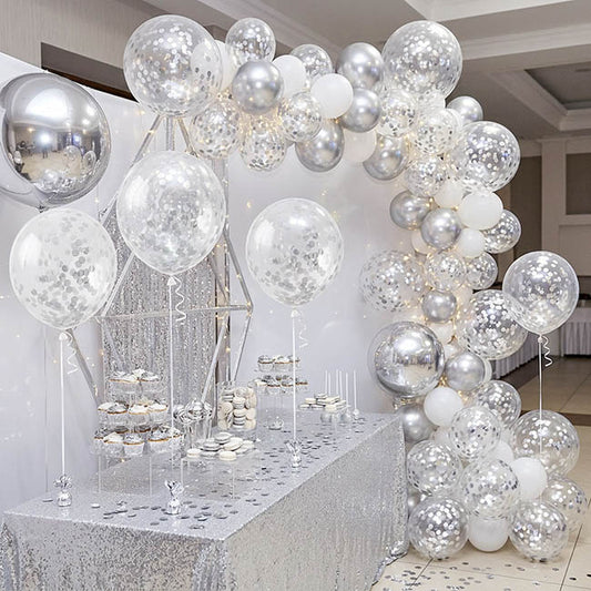 Confetti Balloons Pack 6 Silver (45cm)