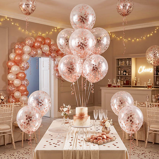 Confetti Balloons Pack 6 Rose Gold (45cm)