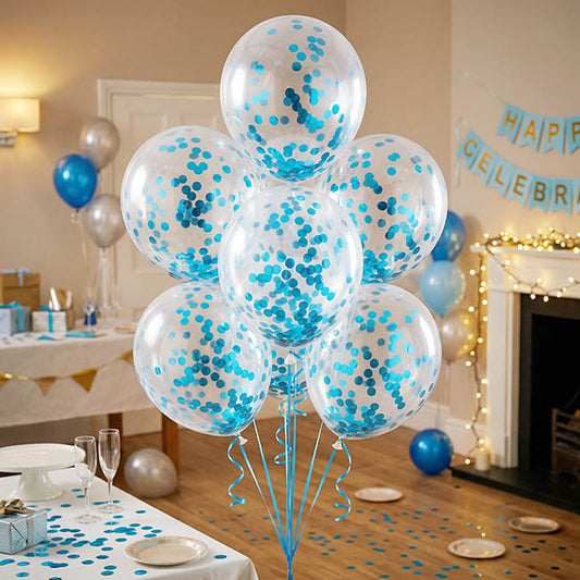 Confetti Balloons Pack 6 Soft Blue (45cm)
