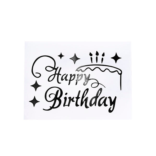 Sticker Happy Birthday Cake Pack 10 Black (20x28cmL)