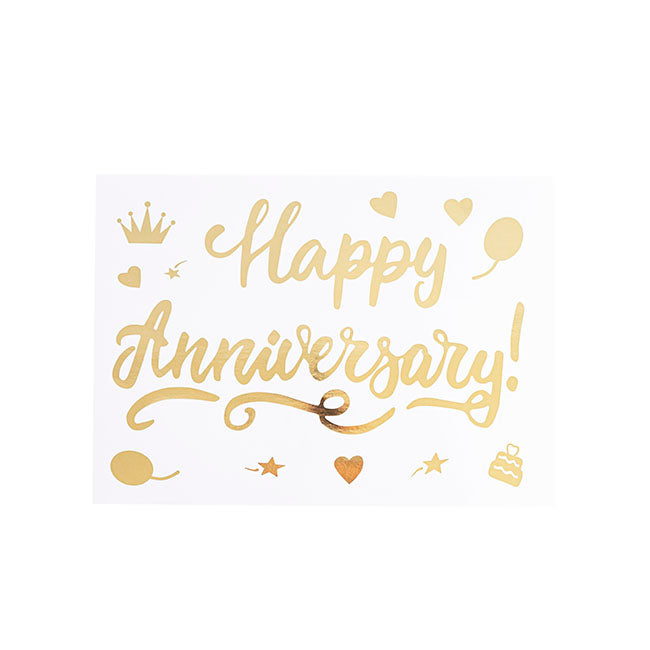 Sticker Happy Anniversary Pack 10 Gold (20x28cmL)
