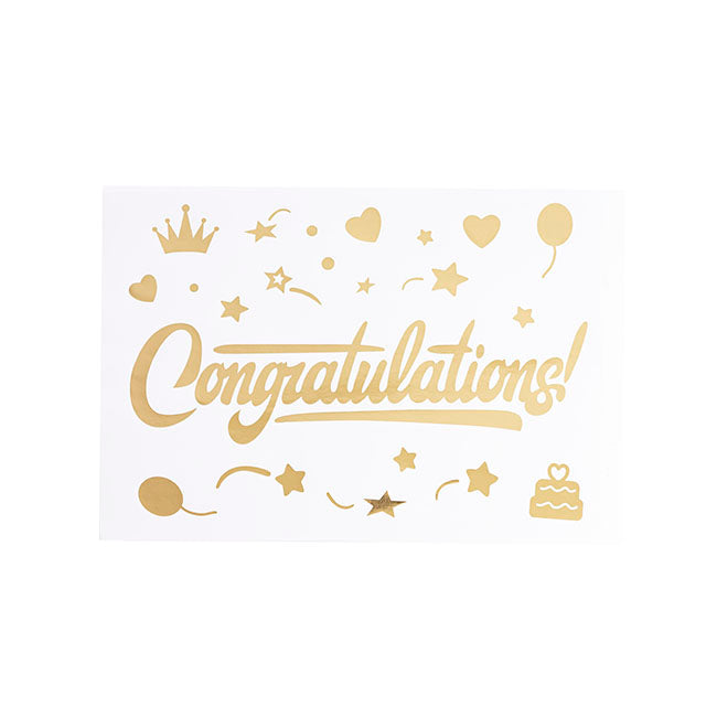 Sticker Congratulations Pack 10 Gold (20x28cmL)