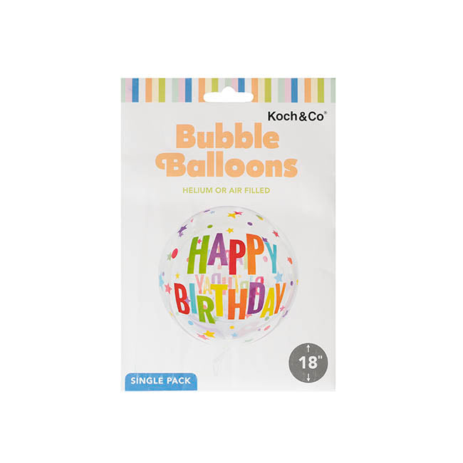 Printed Bubble Balloon 18" Happy Birthday Stars (46cmD)