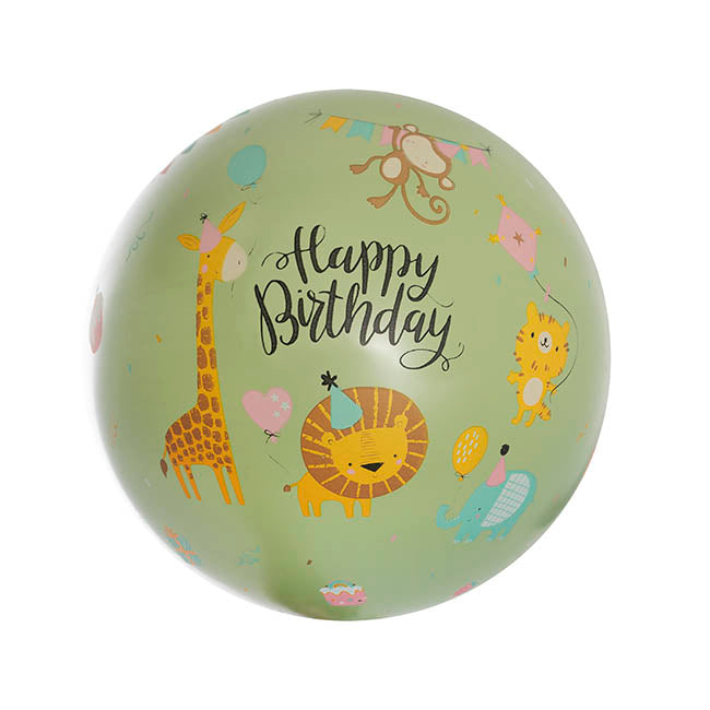 Printed Bubble Balloon 18" Happy Birthday Jungle (46cmD)