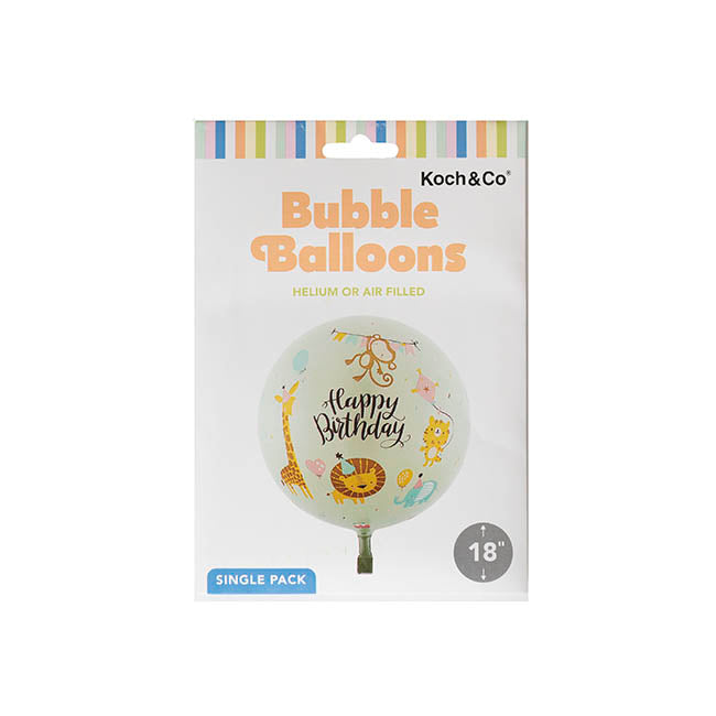Printed Bubble Balloon 18" Happy Birthday Jungle (46cmD)