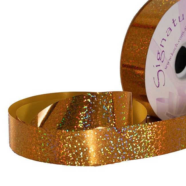 Premium Poly Ribbon Metallic Faux Glitter Gold (30mmx91m)