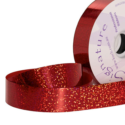 Premium Poly Ribbon Metallic Faux Glitter Red (30mmx91m)