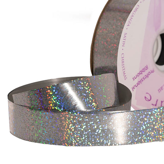 Premium Poly Ribbon Metallic Glitter Silver (30mmx91m)