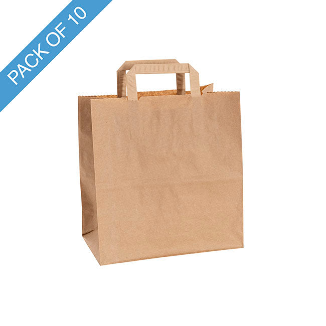 Brown Kraft Take Away Paper Bag Pk10 (280Wx170Gx290mmH)