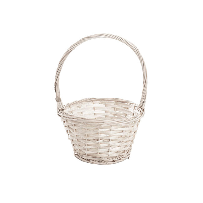 Flower Girl Basket Oval Willow White (19x23x27cmH)