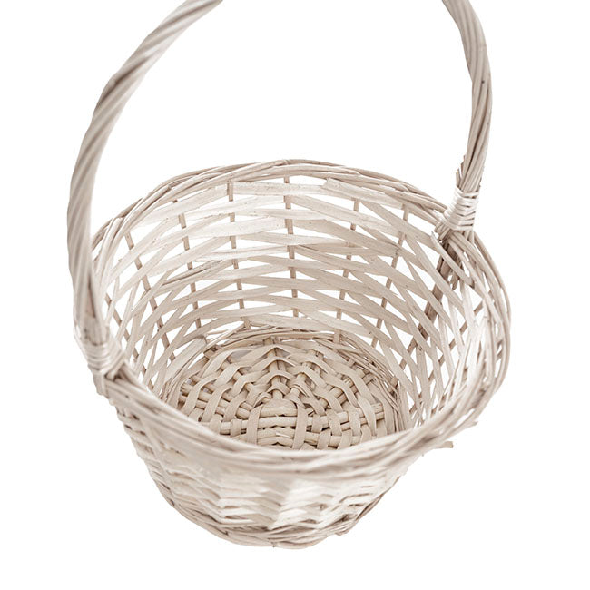Flower Girl Basket Oval Willow White (19x23x27cmH)