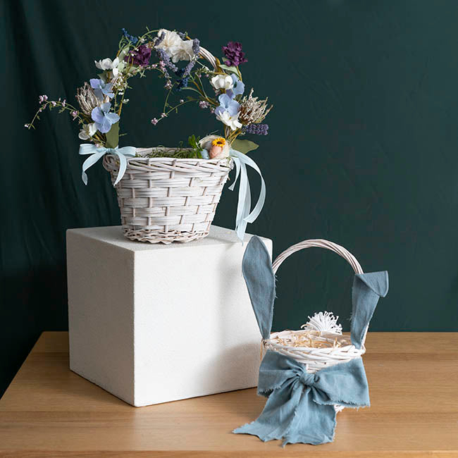 Flower Girl Basket Oval Willow White (19x23x27cmH)