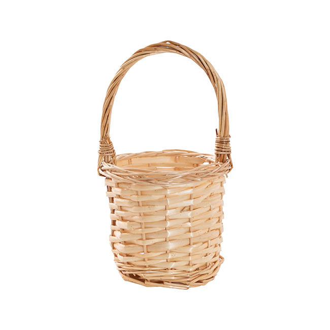 Flower Girl Basket Oval Willow Natural Beige (25cmH)