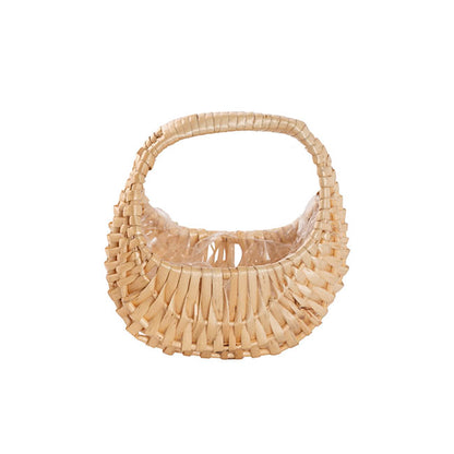 Flower Girl Wicker Basket Natural Beige (16cmH)