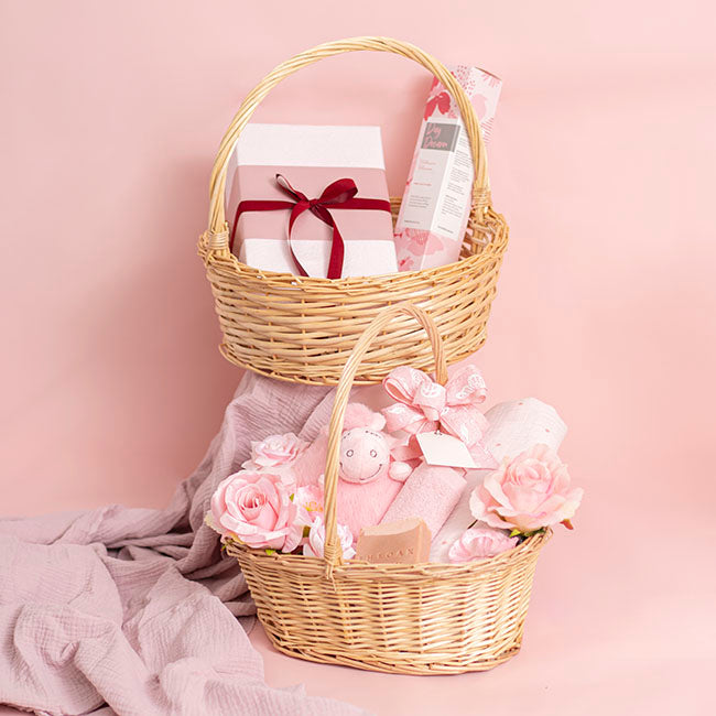 Willow Basket with Handle Round Natural (35cmDx13cmH)