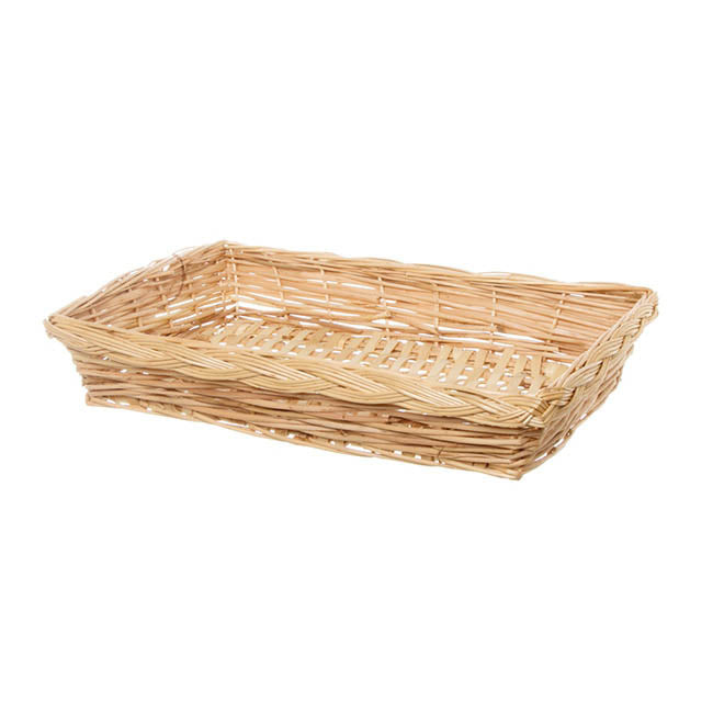 Willow Bread Basket Tray Rectangle Natural (42x29x8cmH)