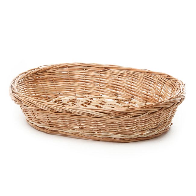 Willow Bread Basket Tray Oval Natural (36x27x8cmH)