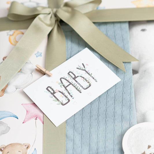 Cards White Baby with Greenery (10x6.5cmH) Pk 50