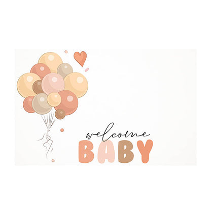 Cards White Welcome Baby with Balloons (10x6.5cmH) Pk 50